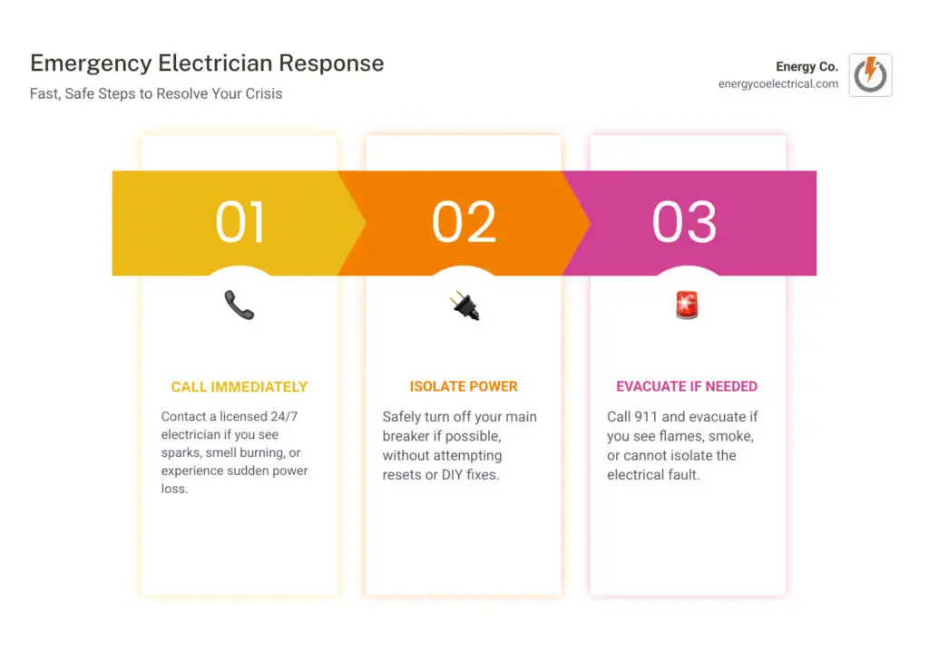 4-step emergency electrician response process: call, dispatch, assess, repair - 24-hour emergency electrician near me