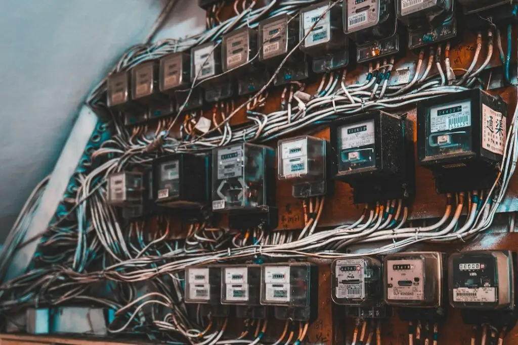 Inside a commercial electrical panel showing complex wiring - Commercial electrical repairs Chicagoland