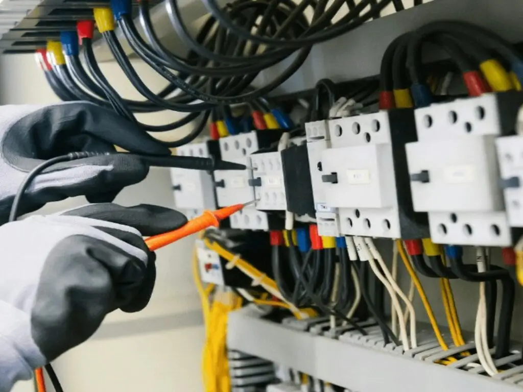 electrician performing a panel upgrade - commercial electrical companies near me