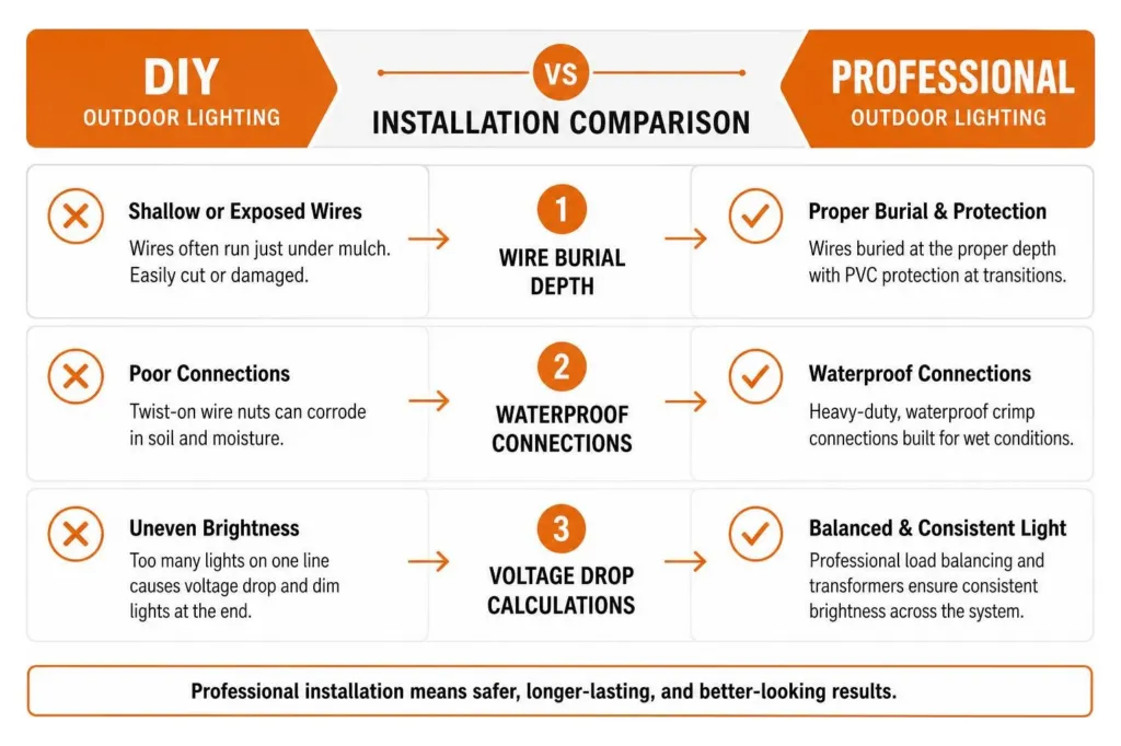 A comparison of DIY vs professional outdoor lighting installation methods