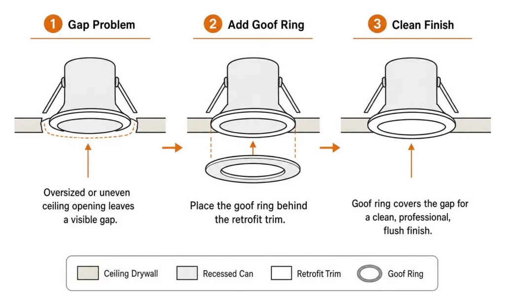 How a goof ring covers ceiling gaps