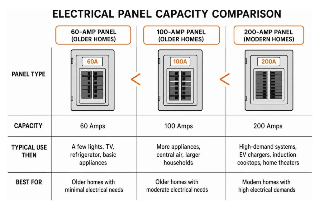 Electrical panel capacity comparison