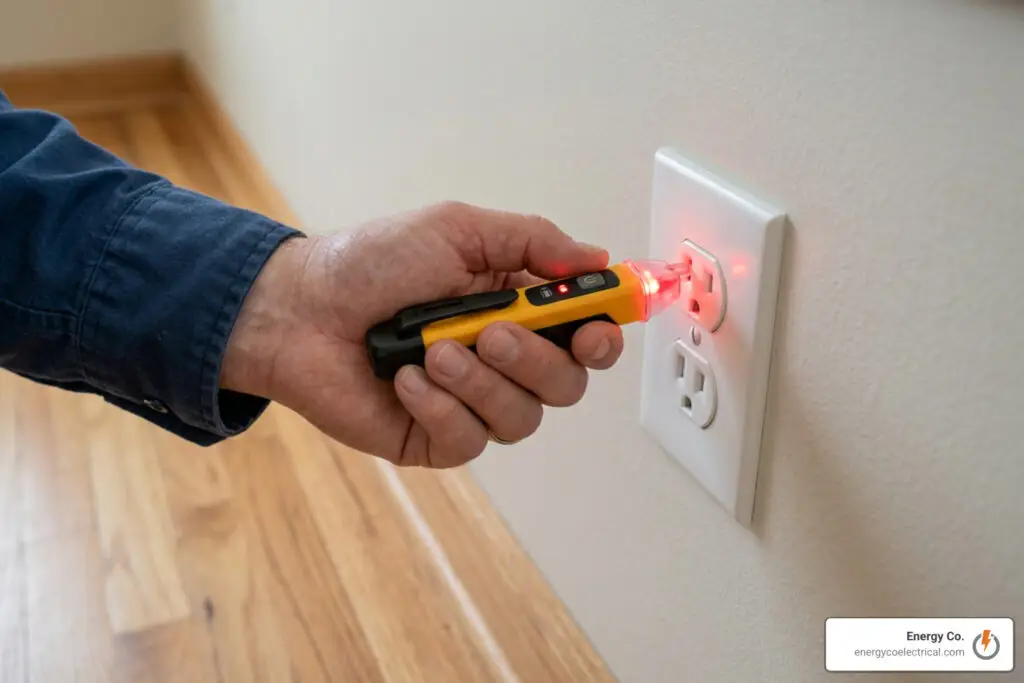 non-contact voltage tester checking electrical wire power