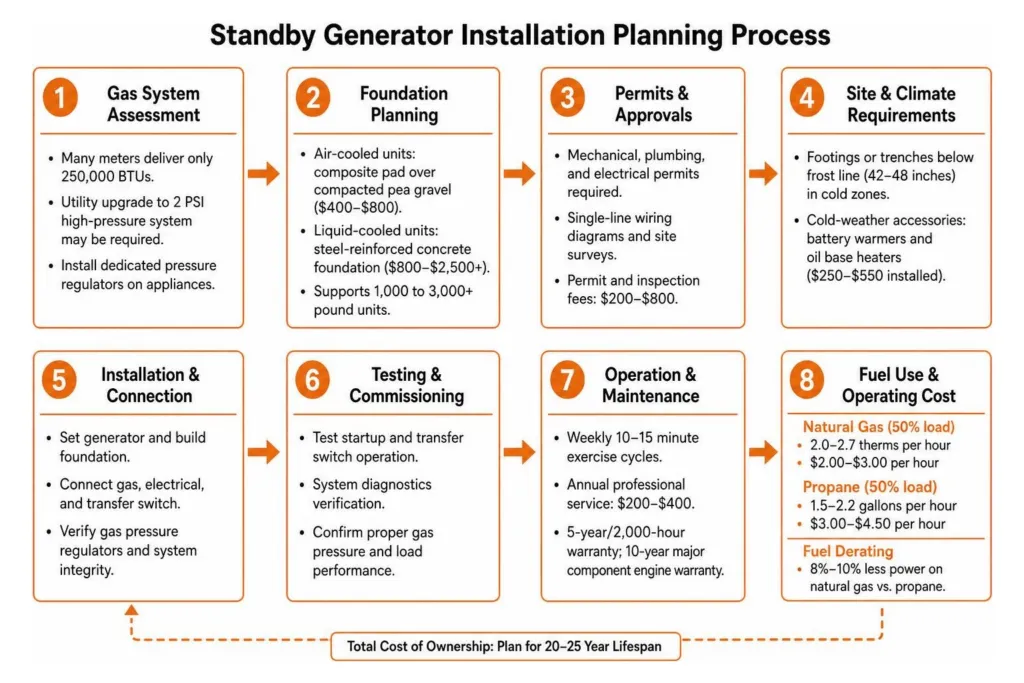 Standby generator installation planning process