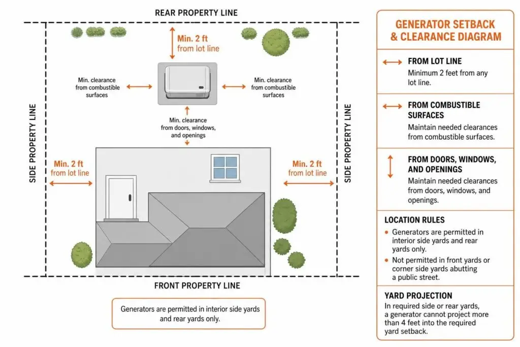 generator setback and clearance diagram