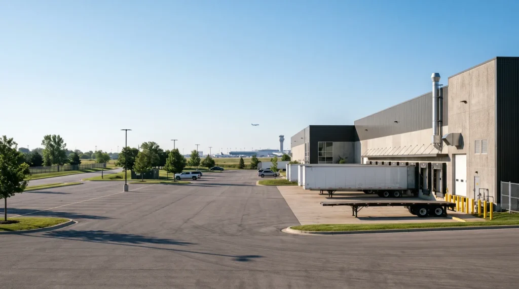 Warehouse with loading docks in the Elk Grove Business Park