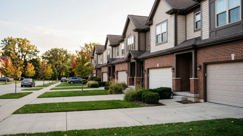 Row of townhomes in Schaumburg served by a local electrician